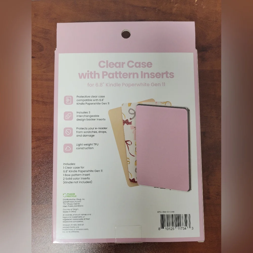 Clear Case With Pattern Inserts For 6.8 Kindle Paperwhite Gen 11 Nib